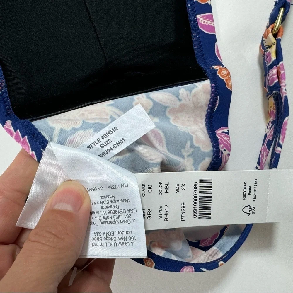 New J Crew Square Halter Bikini Top Painted Block Print